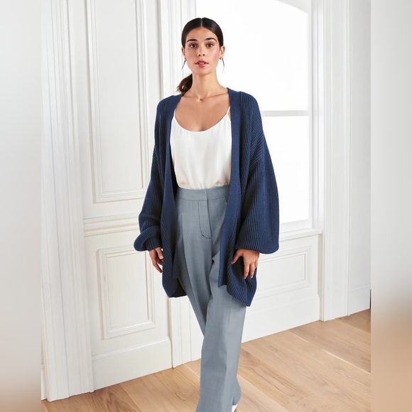 Quince Sweaters - NWT Quince 100% Organic Cotton Oversized Cardigan Navy Sz XS